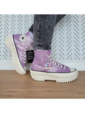 ⭐Converse Run Star Hike Hi 9 Women Shoes Sneaker Purple Glitter Sneakers A10096C